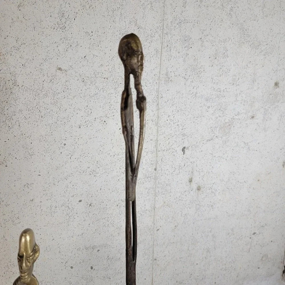 Set MID CENTURY AFRICAN BRONZE ELONGATED‎ MAN SCULPTURE STATUE GIACOMETTI STYLE